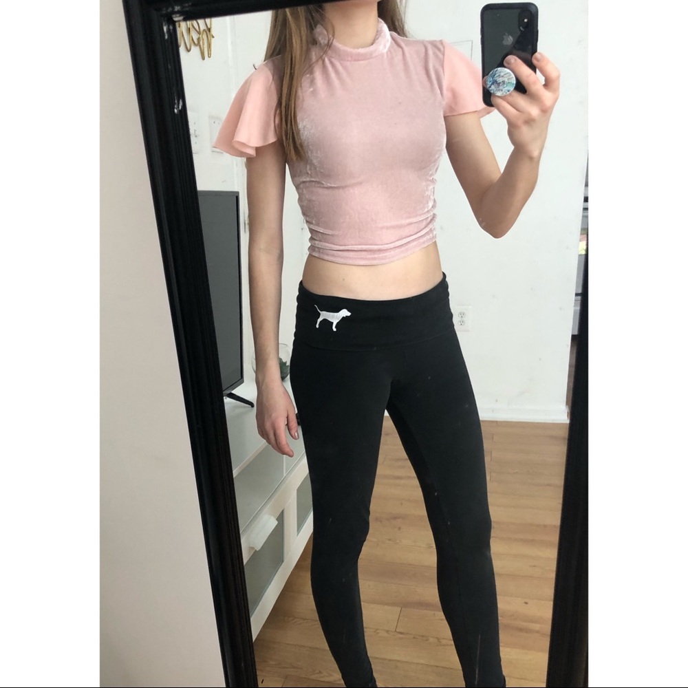 Small millennial pink velvet crop top